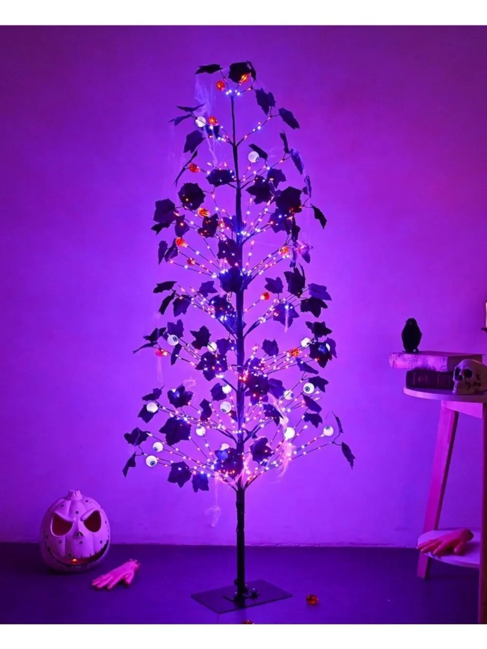 5FT Lighted Halloween Tree with 518 LED Twinkling Lights & Spooky Ornaments